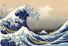 A painting of a wave