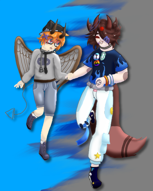 Two boys holding hands while running