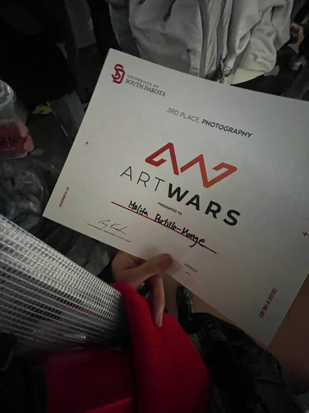 First artwars show at SDSU, 3rd in photography category