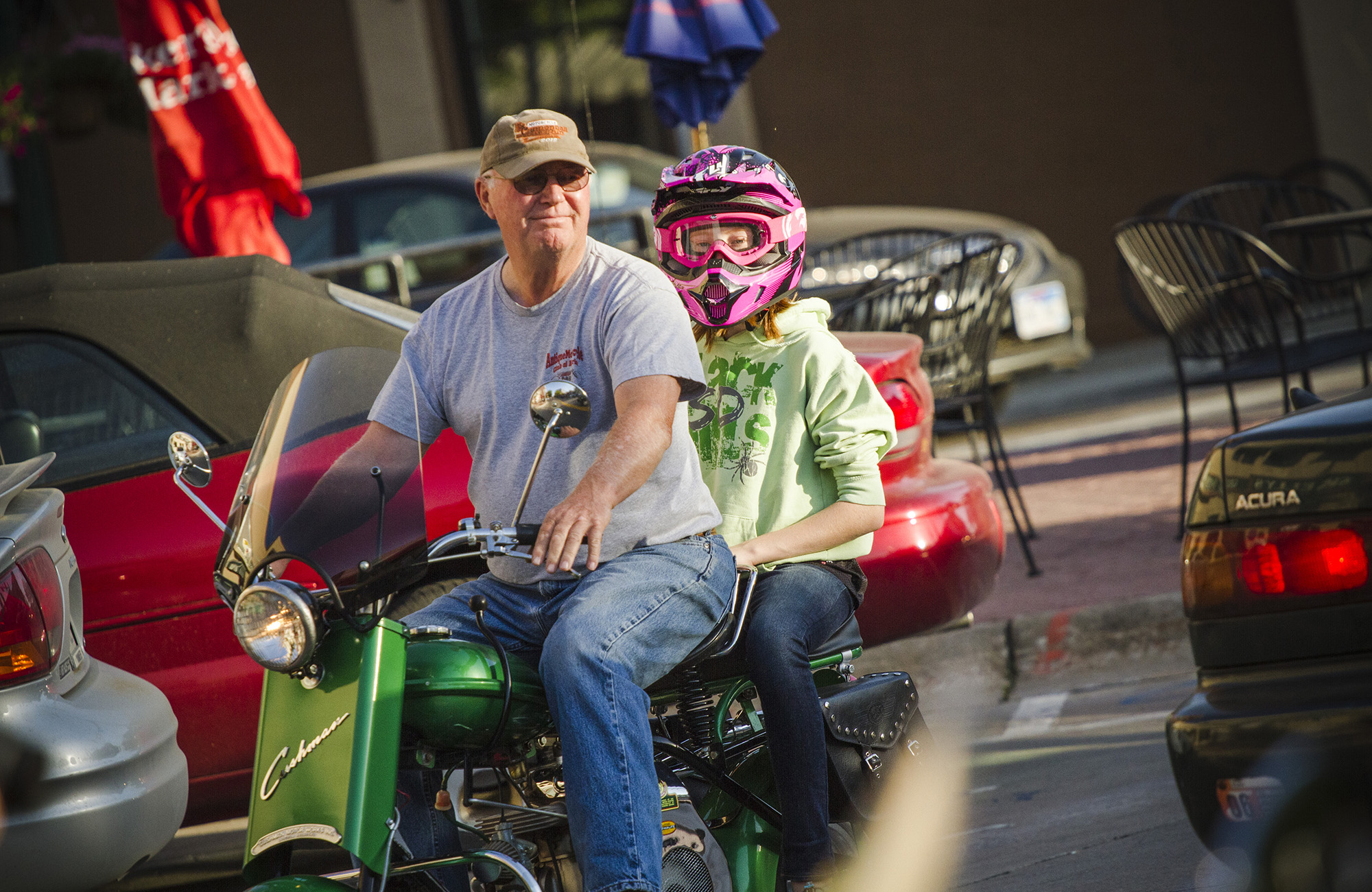 Two people on one Motorcycle