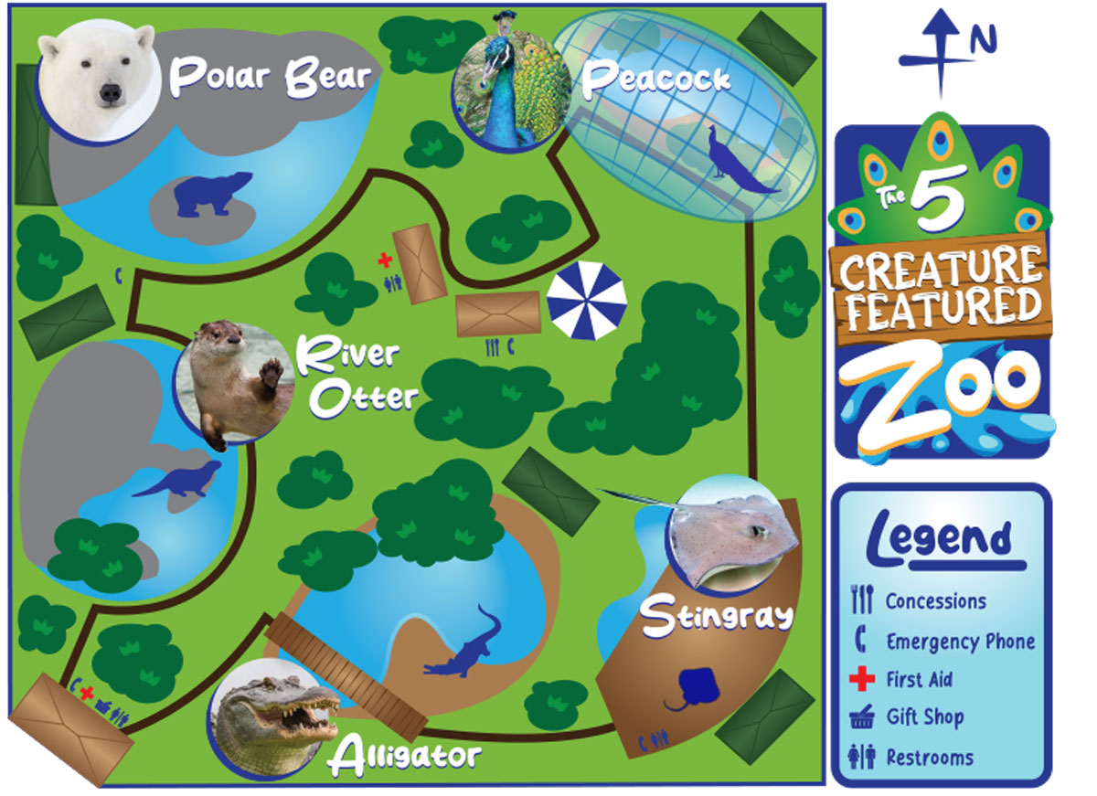 Illustration of a zoo map created in Adobe Illustrator