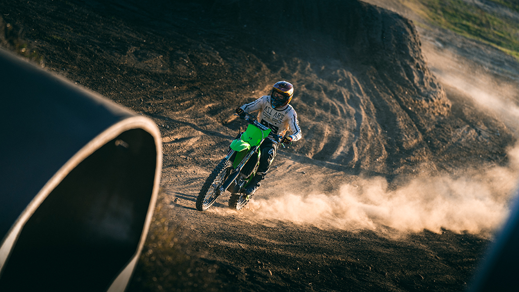 Elijah Vanscharrel on a dirt bike